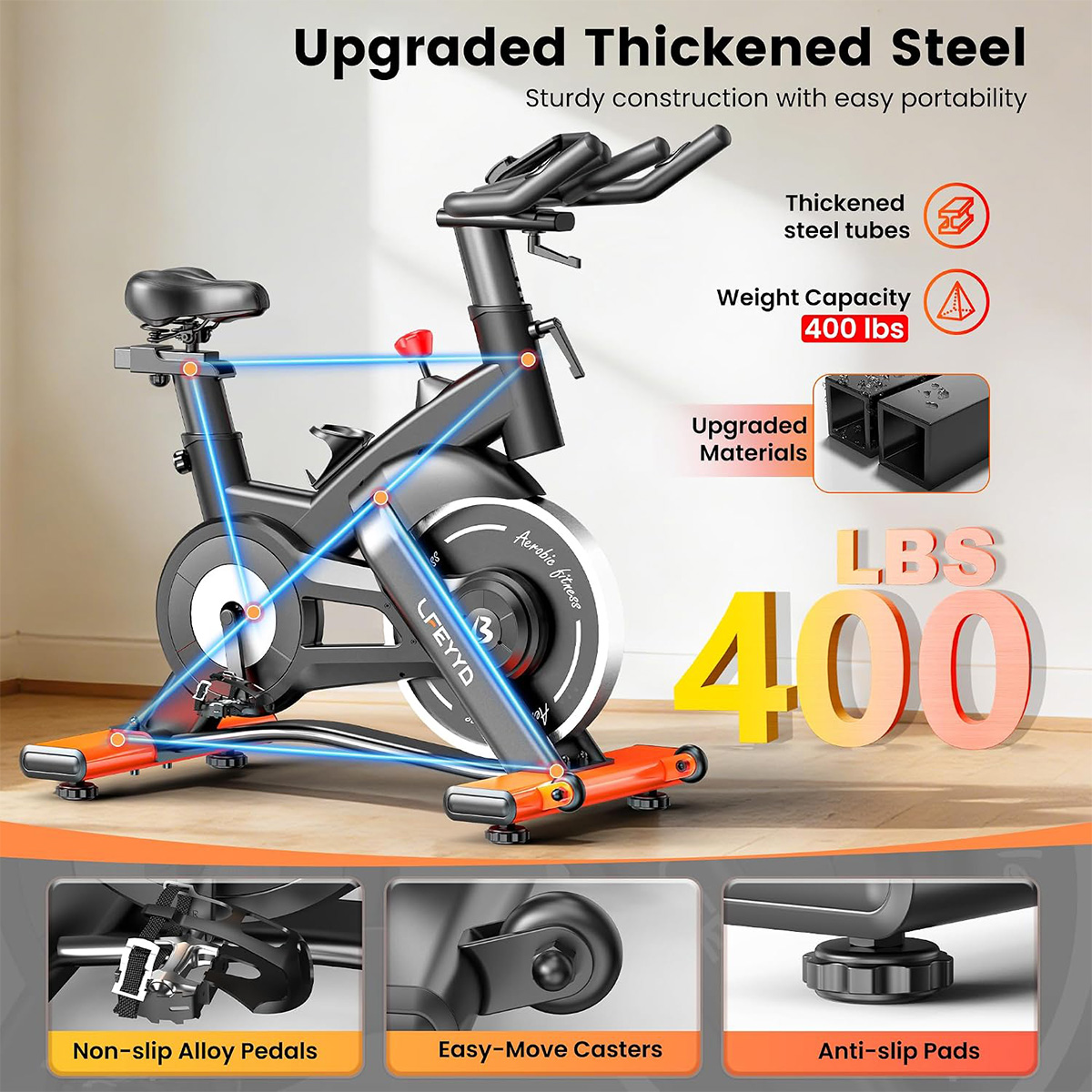 Rower treningowy Pooboo, 400LB – Exercise Bike Magnetic Resistance recenzja i cena